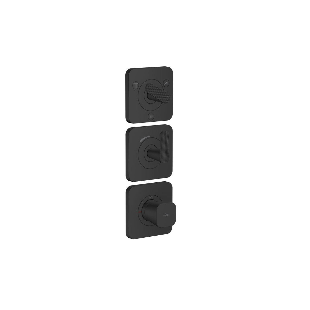 AXOR-Citterio-C-Thermostatic-module-380-120-for-concealed-installation-with-escutcheons-for-3-functions-cubic-cut-Matt-Black-49711670