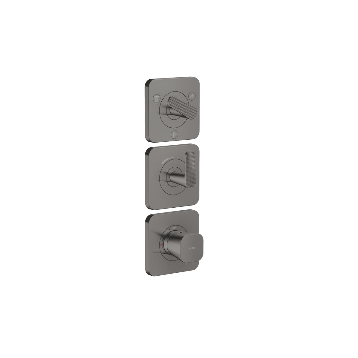 AXOR-Citterio-C-Thermostatic-module-380-120-for-concealed-installation-with-escutcheons-for-3-functions-cubic-cut-Polished-Black-Chrome-49711330