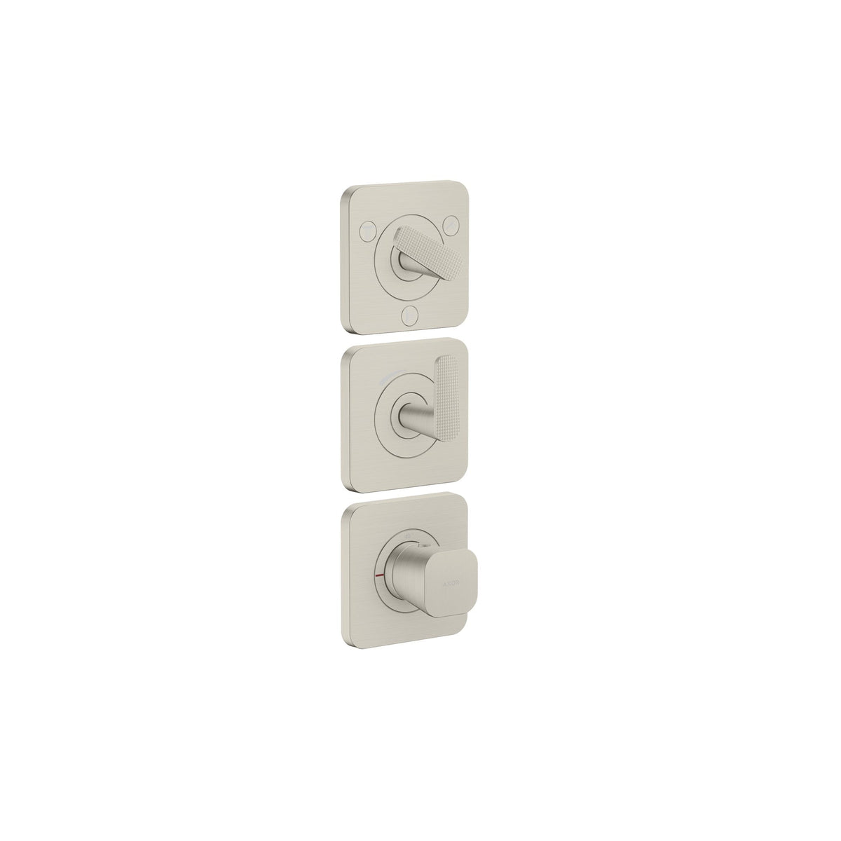 AXOR-Citterio-C-Thermostatic-module-380-120-for-concealed-installation-with-escutcheons-for-3-functions-cubic-cut-Stainless-Steel-Optic-49711800