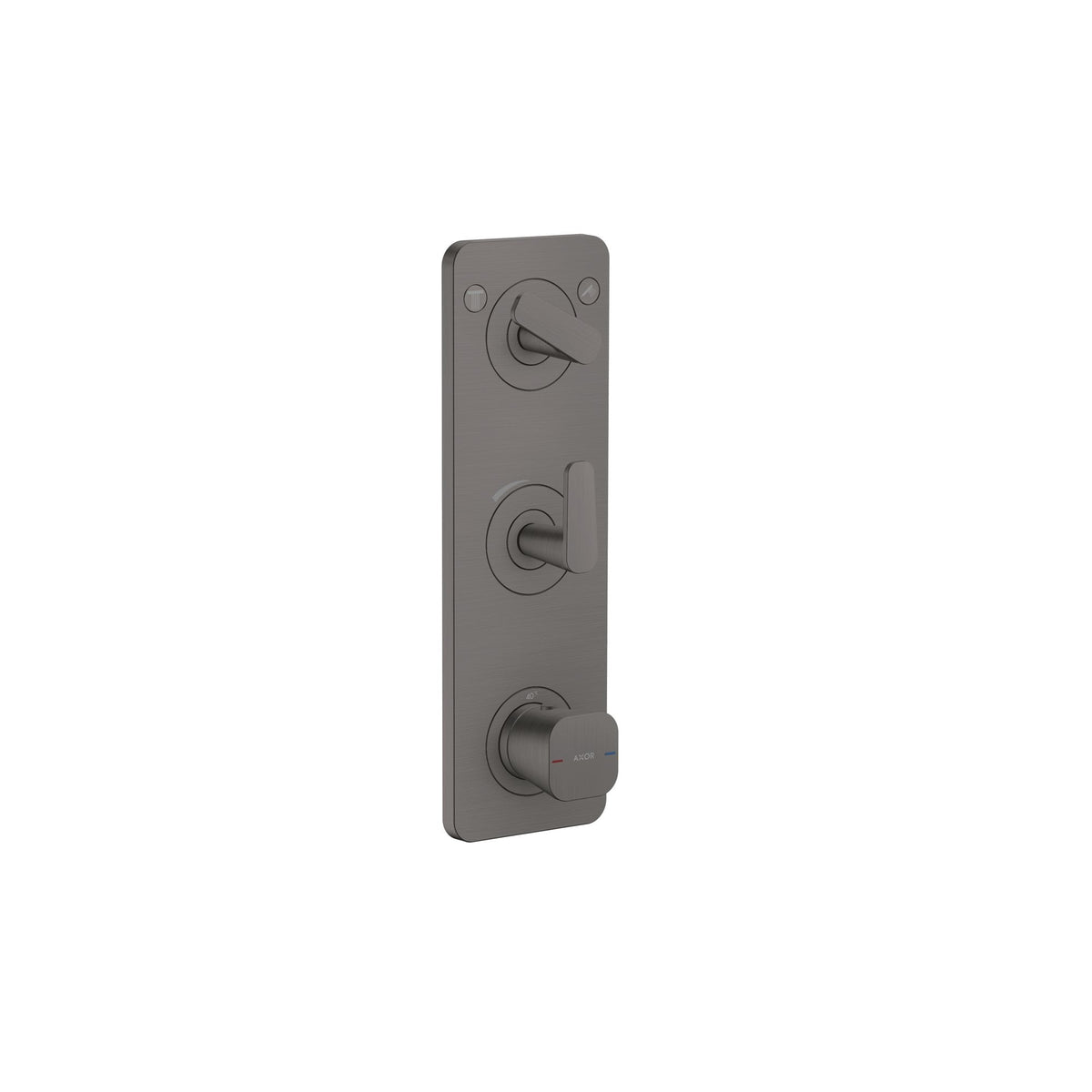 AXOR-Citterio-C-Thermostatic-module-380-120-for-concealed-installation-with-plate-for-2-functions-Brushed-Black-Chrome-49700340
