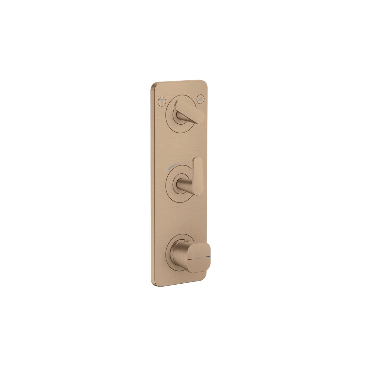 AXOR-Citterio-C-Thermostatic-module-380-120-for-concealed-installation-with-plate-for-2-functions-Brushed-Red-Gold-49700310