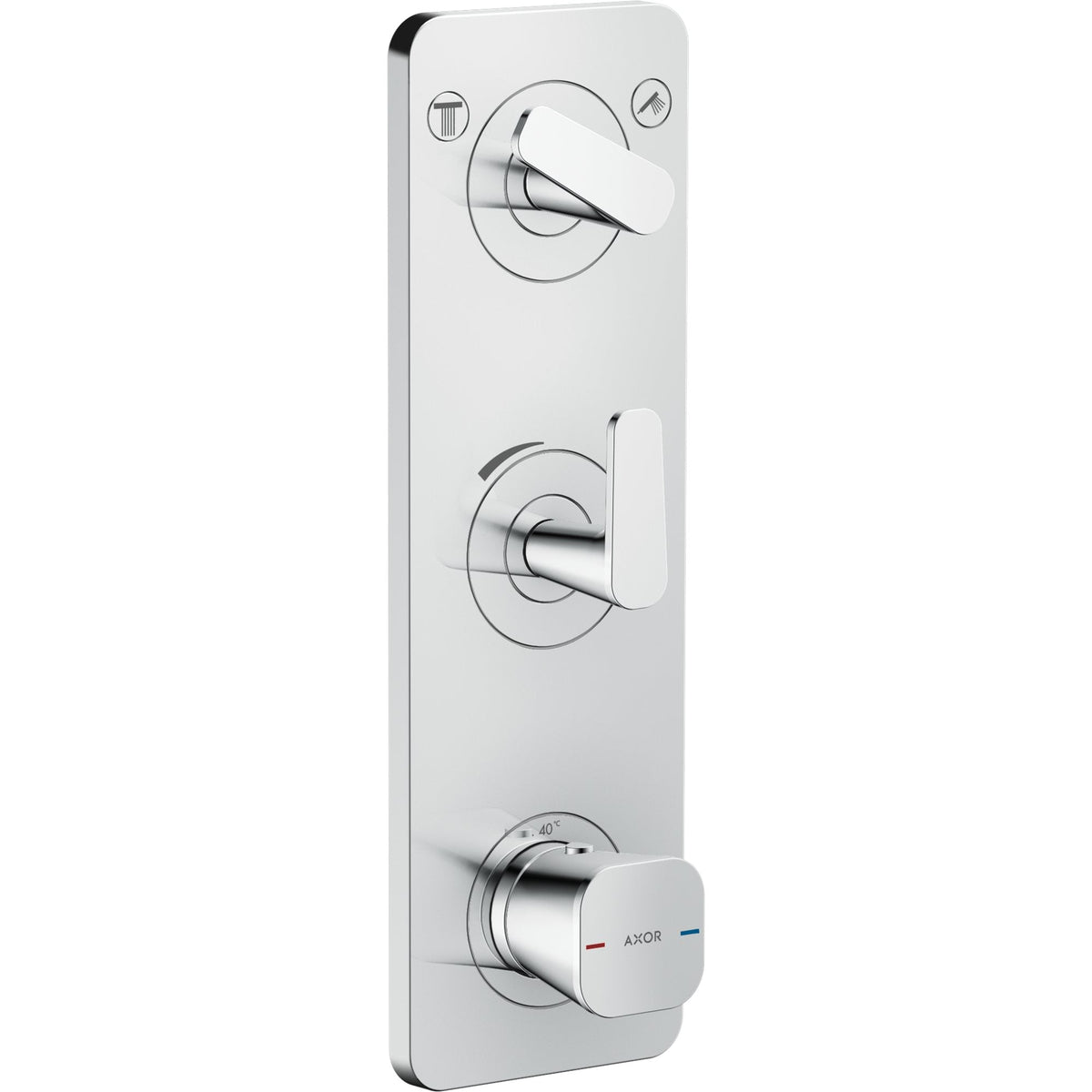 AXOR-Citterio-C-Thermostatic-module-380-120-for-concealed-installation-with-plate-for-2-functions-Chrome-49700000