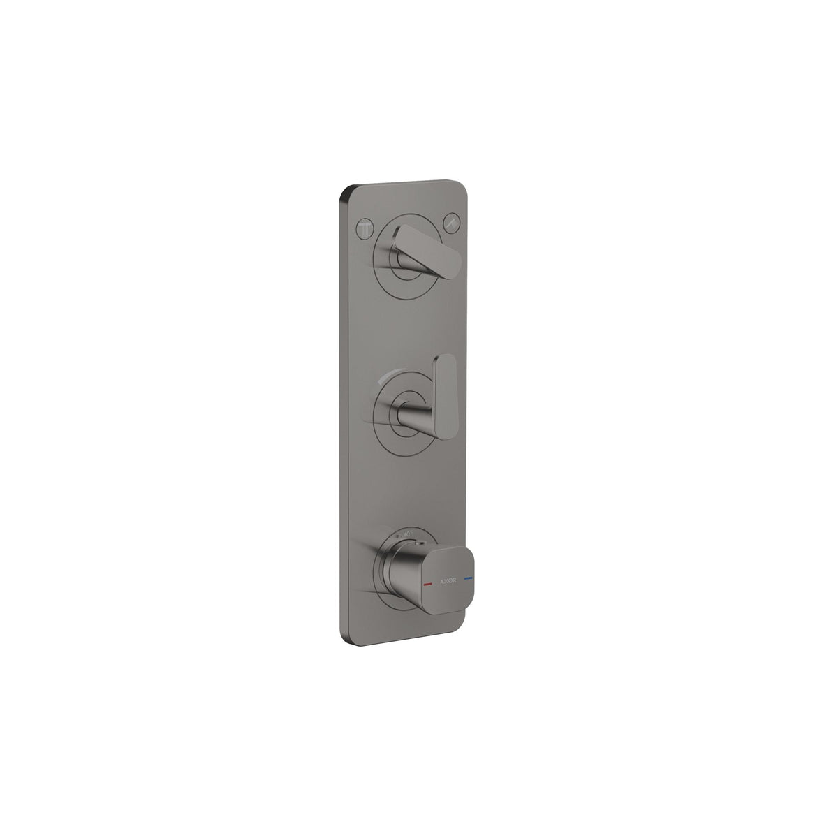 AXOR-Citterio-C-Thermostatic-module-380-120-for-concealed-installation-with-plate-for-2-functions-Polished-Black-Chrome-49700330