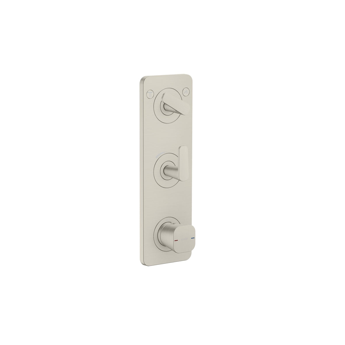AXOR-Citterio-C-Thermostatic-module-380-120-for-concealed-installation-with-plate-for-2-functions-Stainless-Steel-Optic-49700800