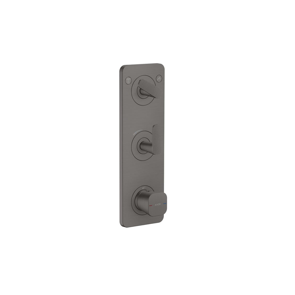 AXOR-Citterio-C-Thermostatic-module-380-120-for-concealed-installation-with-plate-for-2-functions-cubic-cut-Brushed-Black-Chrome-49701340