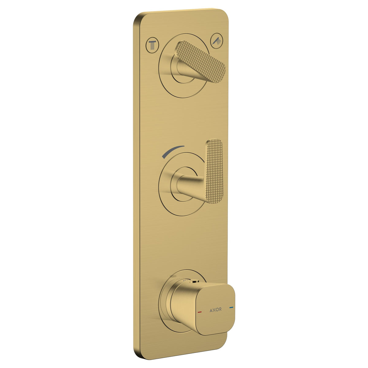 AXOR-Citterio-C-Thermostatic-module-380-120-for-concealed-installation-with-plate-for-2-functions-cubic-cut-Brushed-Brass-49701950