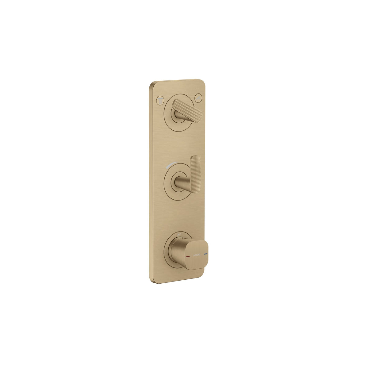 AXOR-Citterio-C-Thermostatic-module-380-120-for-concealed-installation-with-plate-for-2-functions-cubic-cut-Brushed-Bronze-49701140