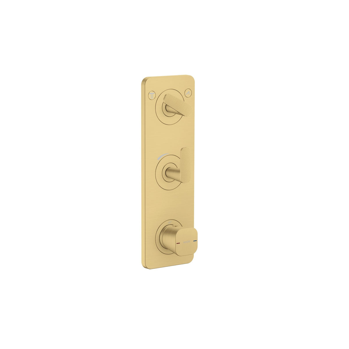 AXOR-Citterio-C-Thermostatic-module-380-120-for-concealed-installation-with-plate-for-2-functions-cubic-cut-Brushed-Gold-Optic-49701250