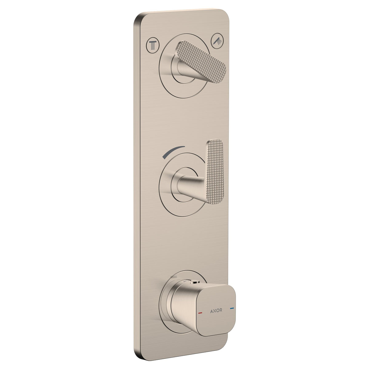 AXOR-Citterio-C-Thermostatic-module-380-120-for-concealed-installation-with-plate-for-2-functions-cubic-cut-Brushed-Nickel-49701820
