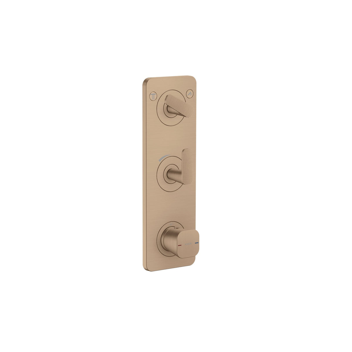 AXOR-Citterio-C-Thermostatic-module-380-120-for-concealed-installation-with-plate-for-2-functions-cubic-cut-Brushed-Red-Gold-49701310