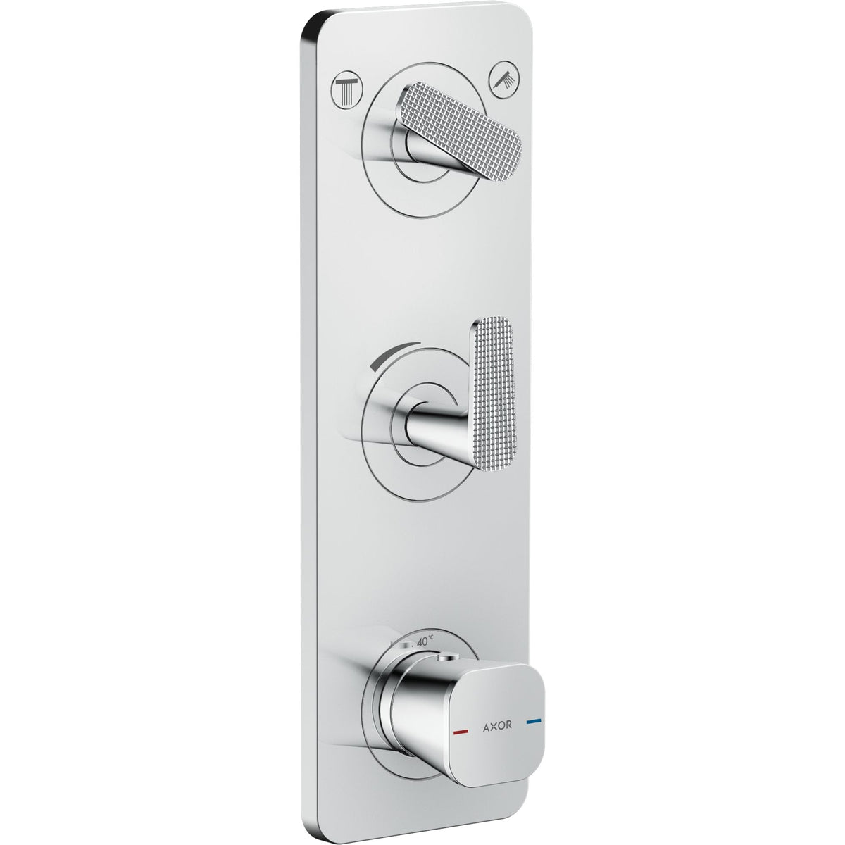 AXOR-Citterio-C-Thermostatic-module-380-120-for-concealed-installation-with-plate-for-2-functions-cubic-cut-Chrome-49701000