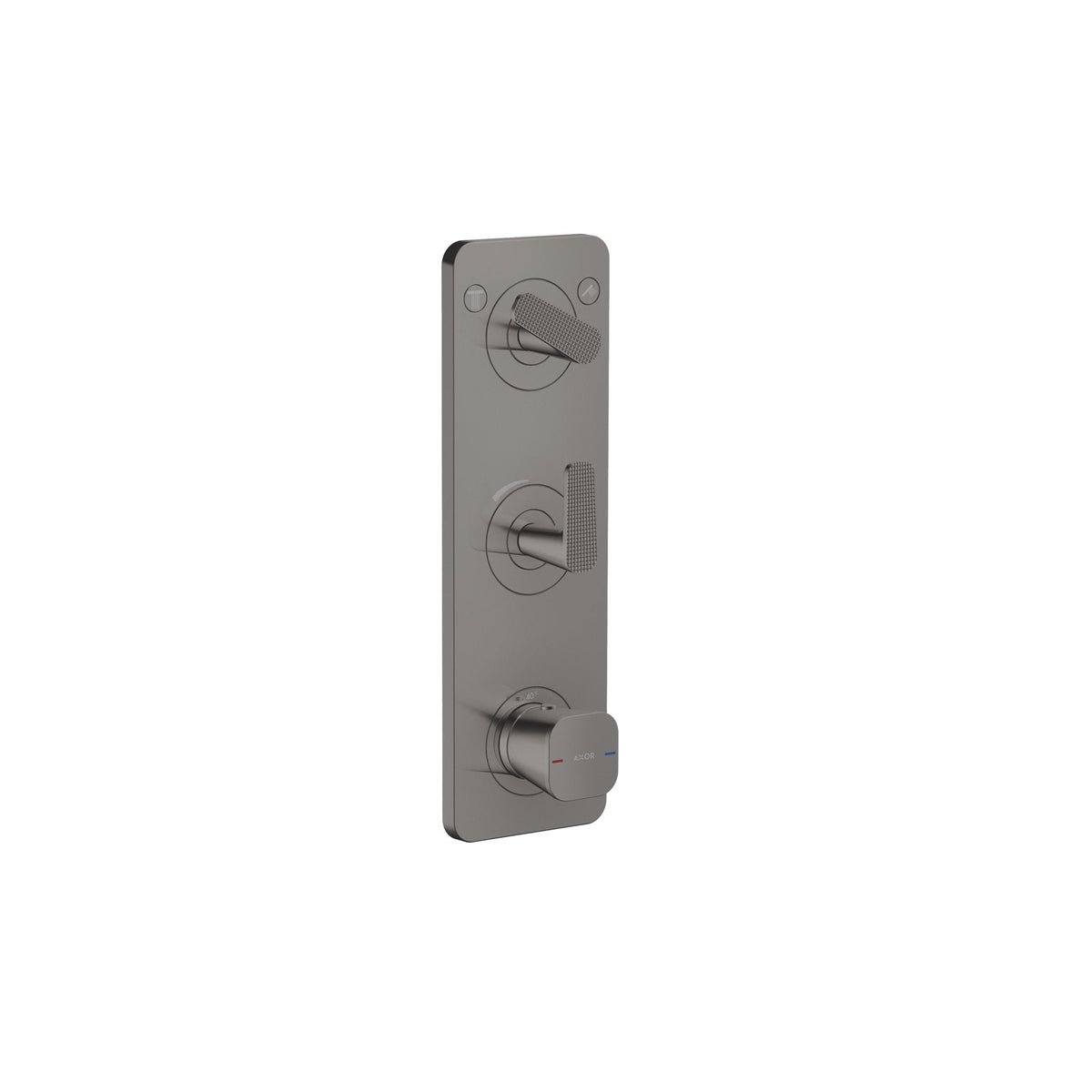 AXOR-Citterio-C-Thermostatic-module-380-120-for-concealed-installation-with-plate-for-2-functions-cubic-cut-Polished-Black-Chrome-49701330