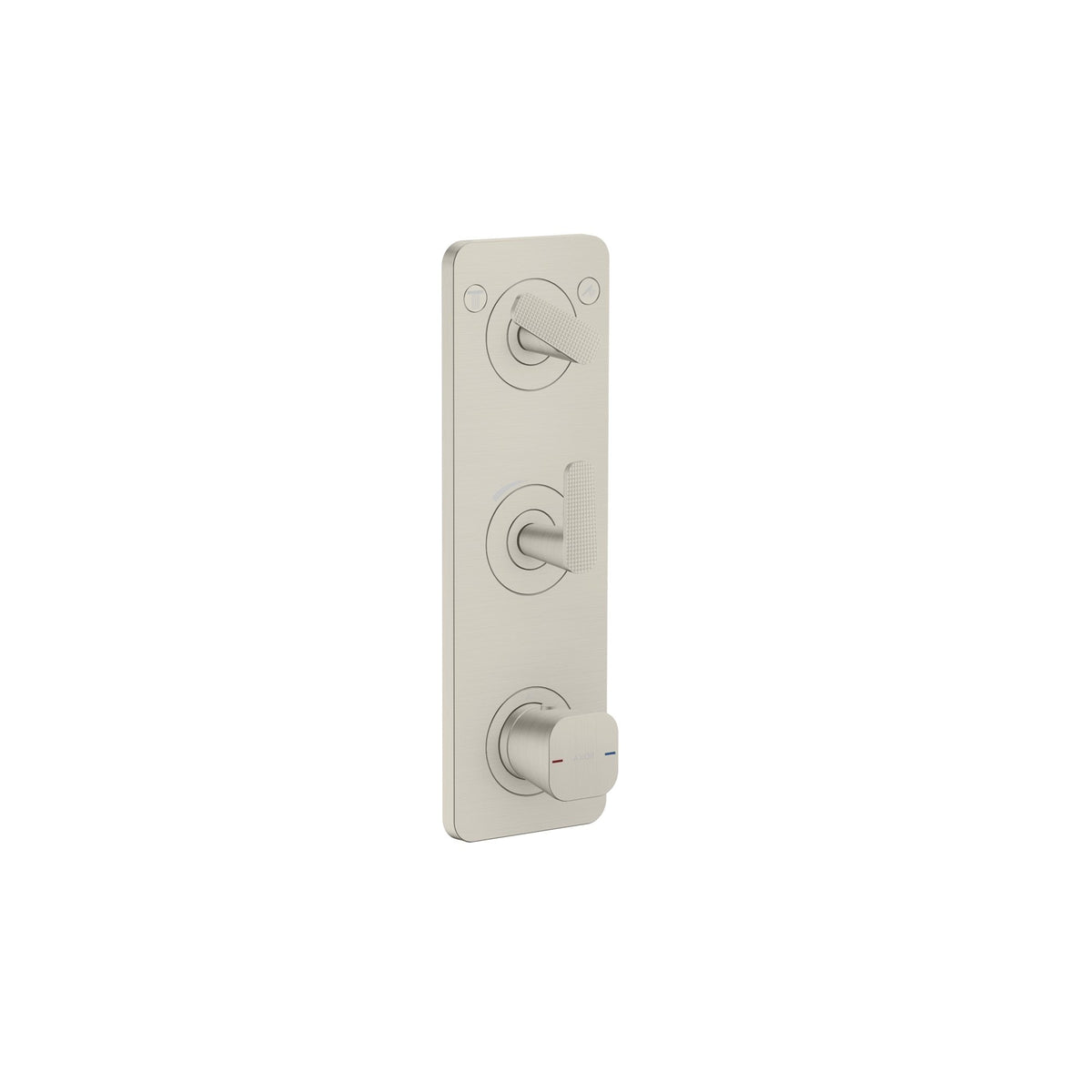AXOR-Citterio-C-Thermostatic-module-380-120-for-concealed-installation-with-plate-for-2-functions-cubic-cut-Stainless-Steel-Optic-49701800