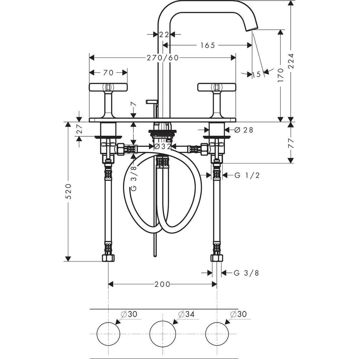 AXOR-Citterio-E-3-hole-basin-mixer-170-with-plate-and-pop-up-waste-set-36116-technical-02