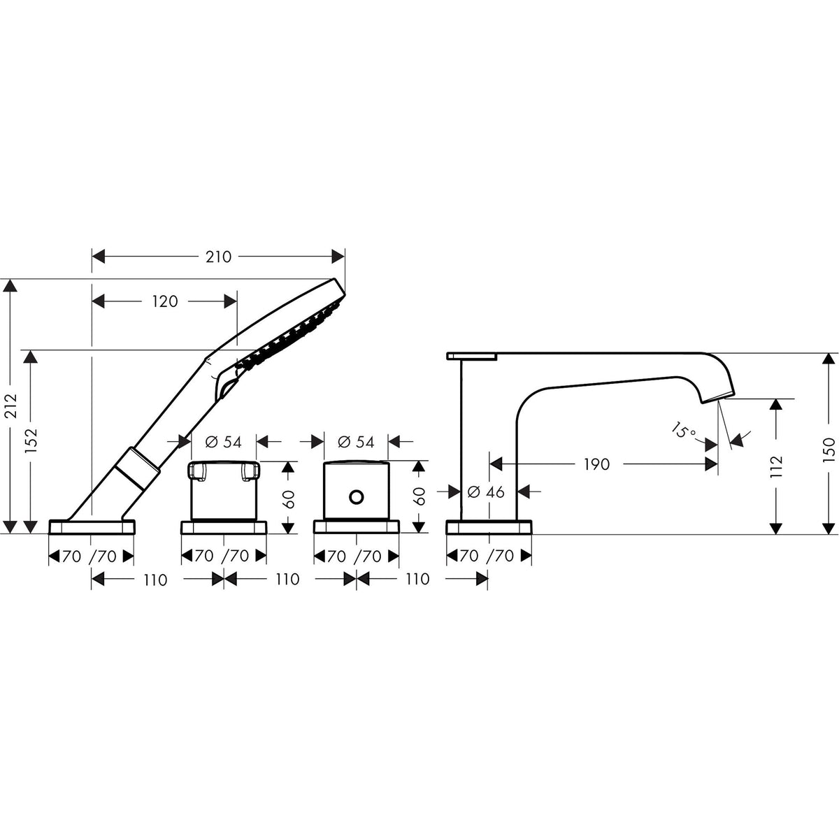 AXOR-Citterio-E-4-hole-tile-mounted-thermostatic-bath-mixer-36410-technical-02