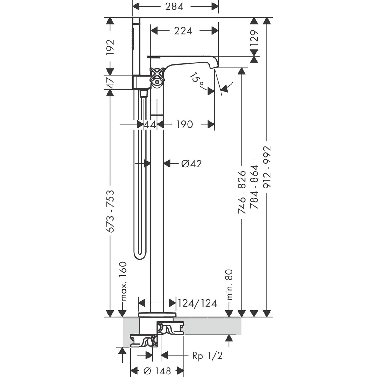 AXOR-Citterio-E-Bath-thermostat-floor-standing-36416-technical-02