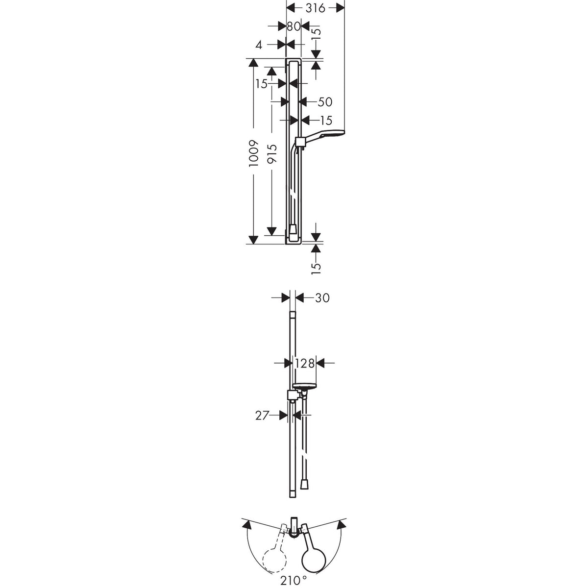 AXOR-Citterio-E-Shower-set-0-90-m-with-hand-shower-120-3jet-36735-technical-01