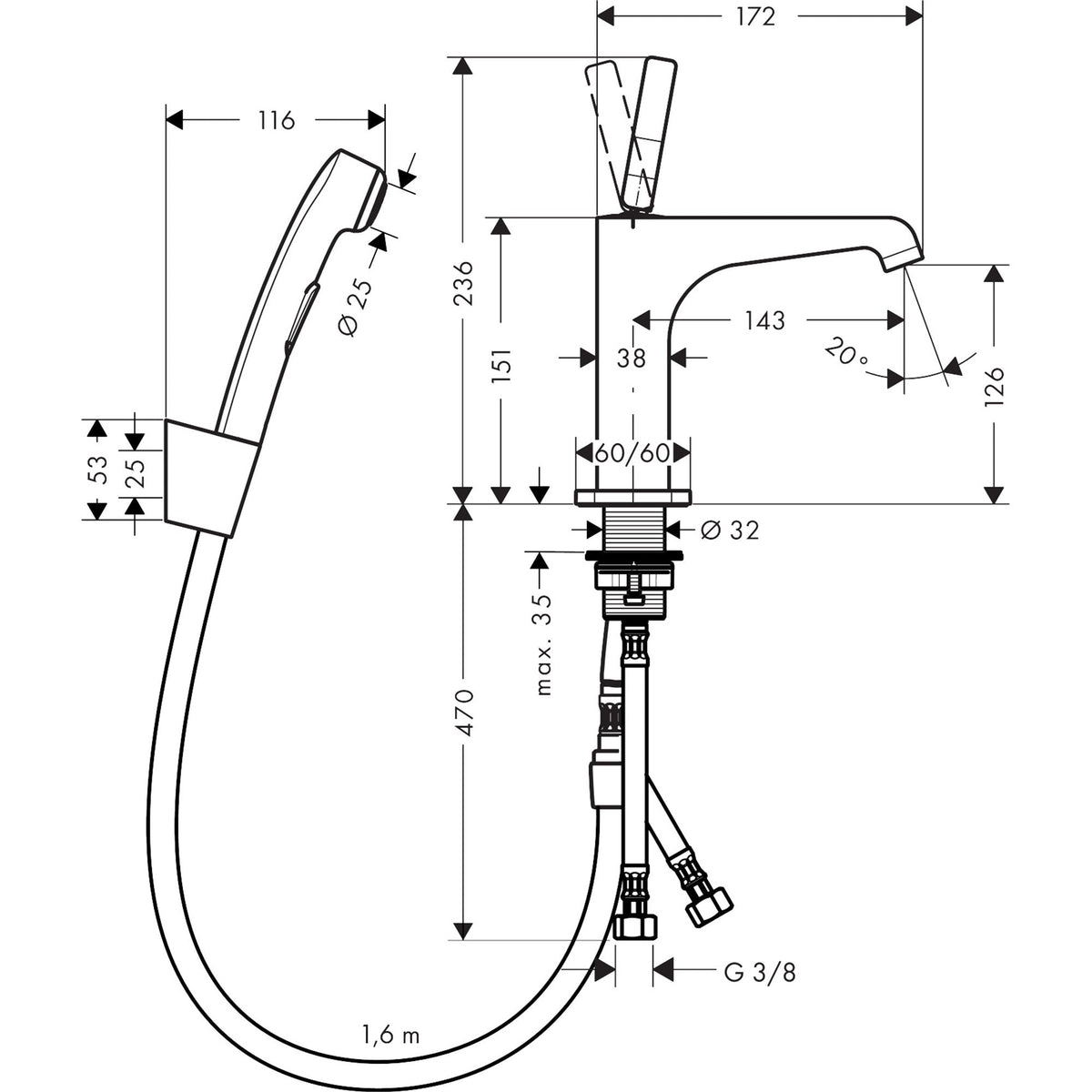 AXOR-Citterio-E-Single-lever-basin-mixer-130-with-bidette-hand-shower-and-shower-hose-1-60-m-36130-technical-02