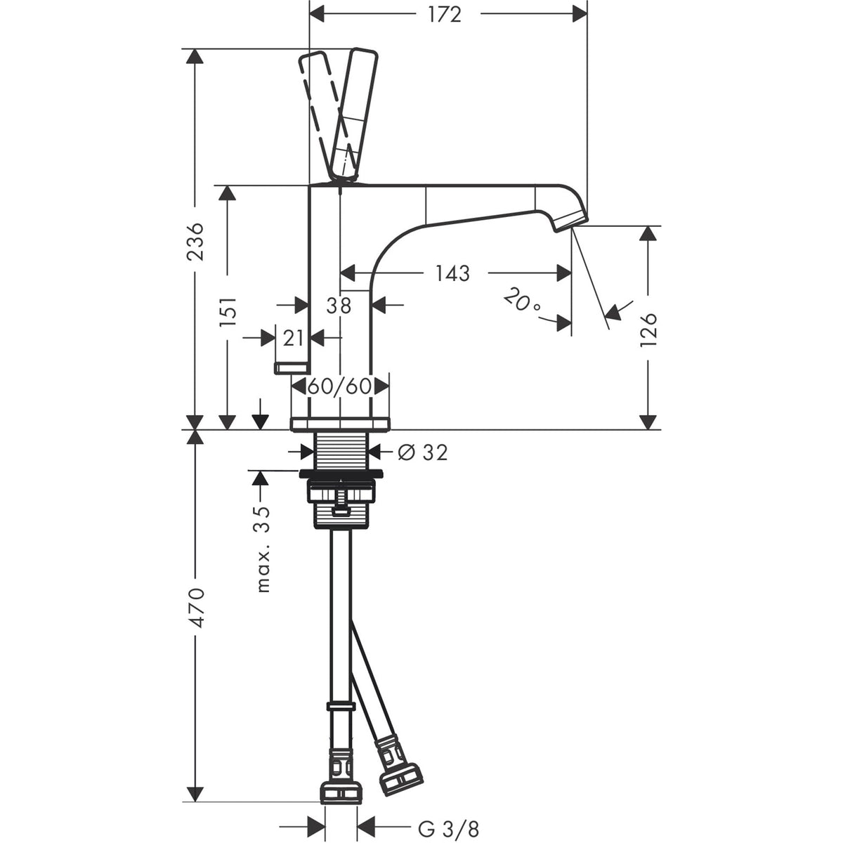 AXOR-Citterio-E-Single-lever-basin-mixer-130-with-pin-handle-and-pop-up-waste-set-36100-technical-01