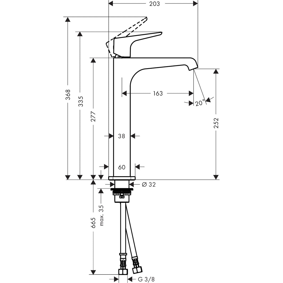 AXOR-Citterio-E-Single-lever-basin-mixer-250-with-lever-handle-for-wash-bowls-with-waste-set-36113-technical-02