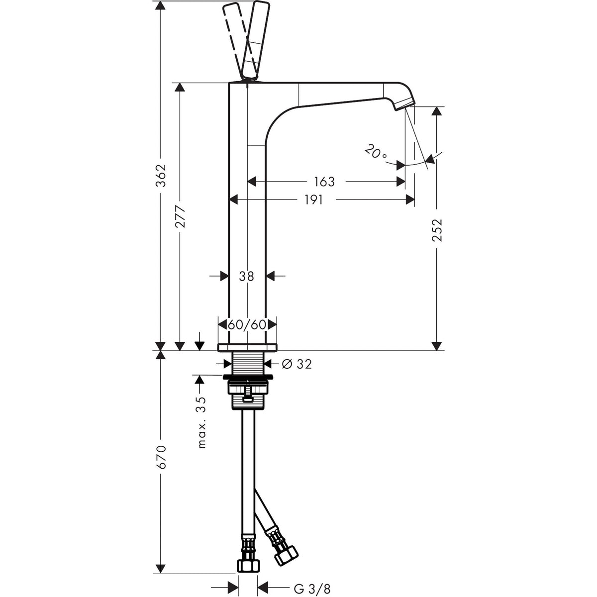AXOR-Citterio-E-Single-lever-basin-mixer-250-with-pin-handle-for-wash-bowls-with-waste-set-36104-technical-04