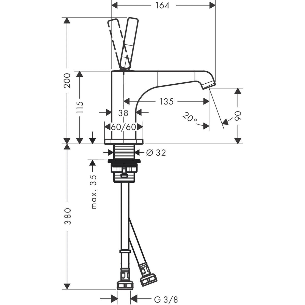 AXOR-Citterio-E-Single-lever-basin-mixer-90-with-pin-handle-for-hand-wash-basins-with-waste-set-36102-technical-01