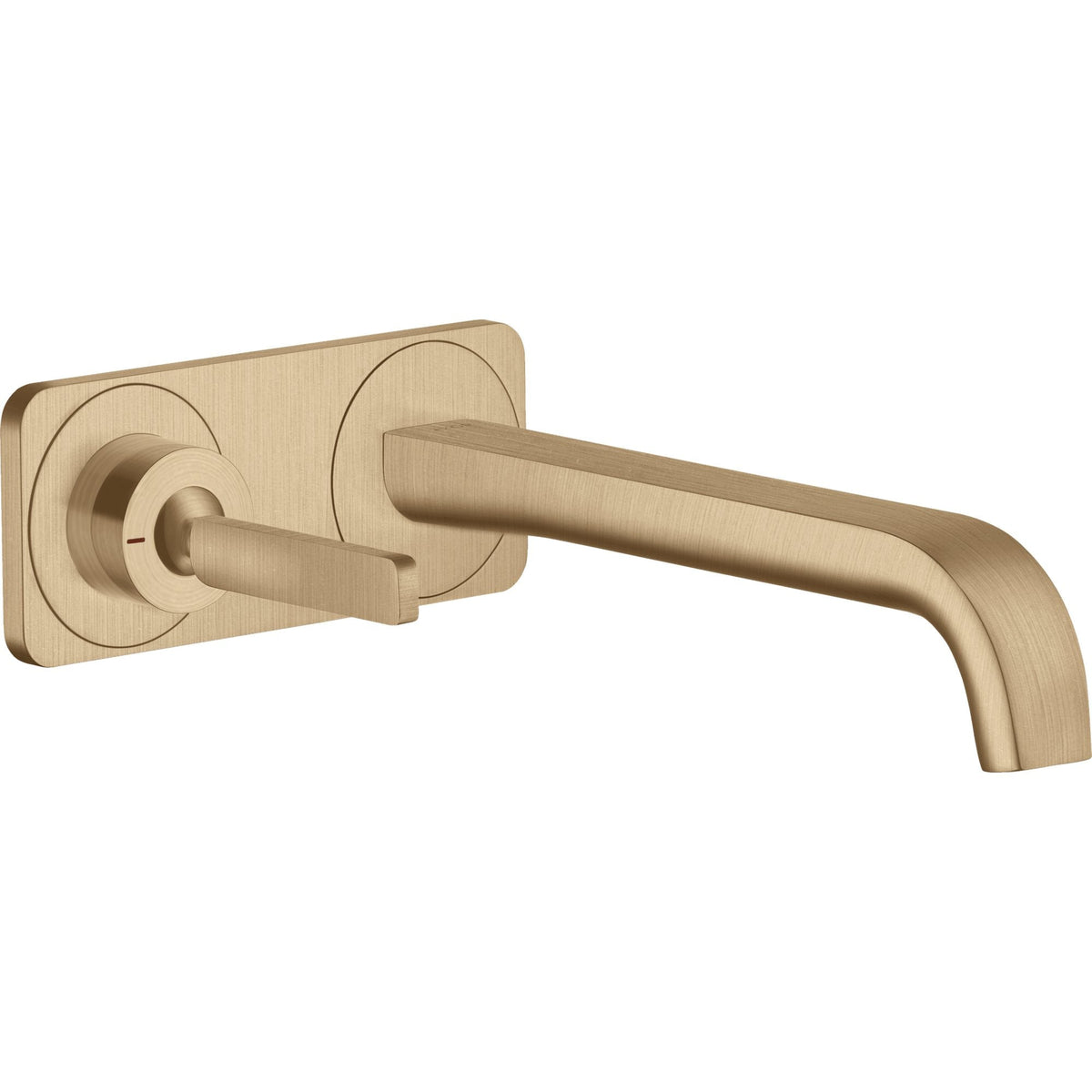 AXOR-Citterio-E-Single-lever-basin-mixer-for-concealed-installation-wall-mounted-with-pin-handle-spout-221-mm-and-plate-Brushed-Bronze-36114140