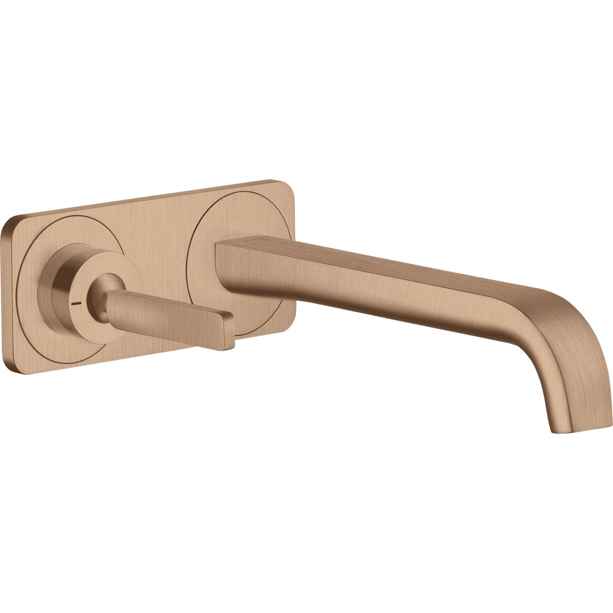 AXOR-Citterio-E-Single-lever-basin-mixer-for-concealed-installation-wall-mounted-with-pin-handle-spout-221-mm-and-plate-Brushed-Red-Gold-36114310
