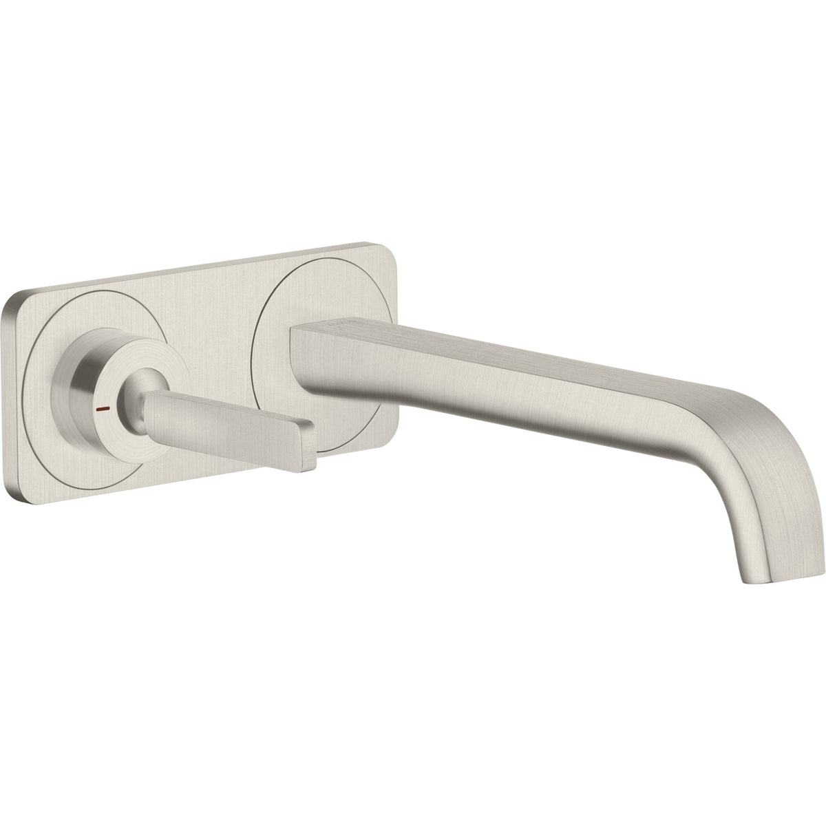 AXOR-Citterio-E-Single-lever-basin-mixer-for-concealed-installation-wall-mounted-with-pin-handle-spout-221-mm-and-plate-Stainless-Steel-Optic-36114800