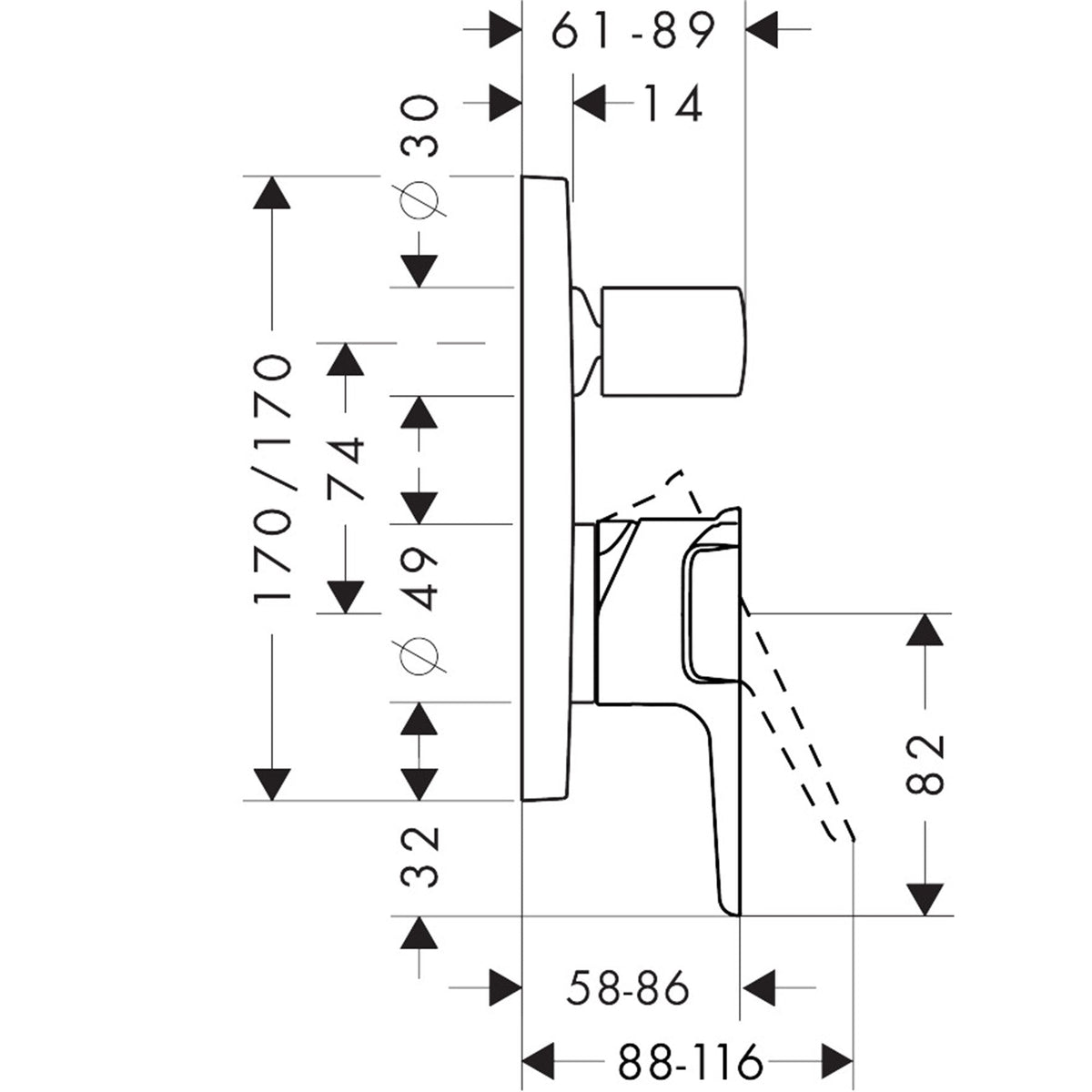 AXOR-Citterio-E-Single-lever-bath-mixer-for-concealed-installation-36455-technical-02