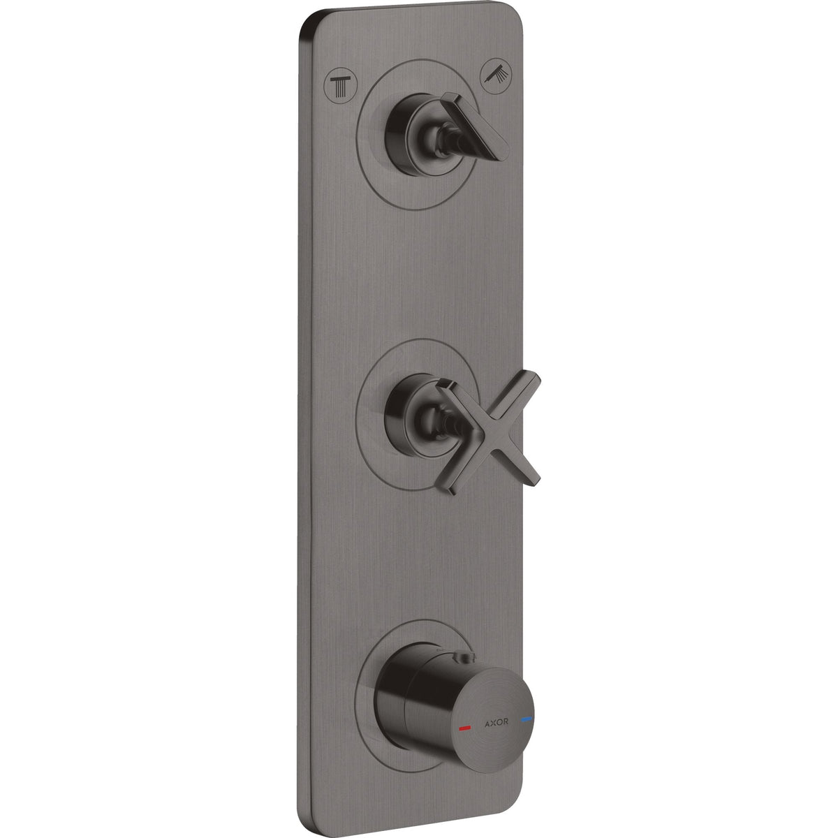 AXOR-Citterio-E-Thermostatic-module-380-120-for-concealed-installation-for-2-functions-with-plate-Brushed-Black-Chrome-36703340