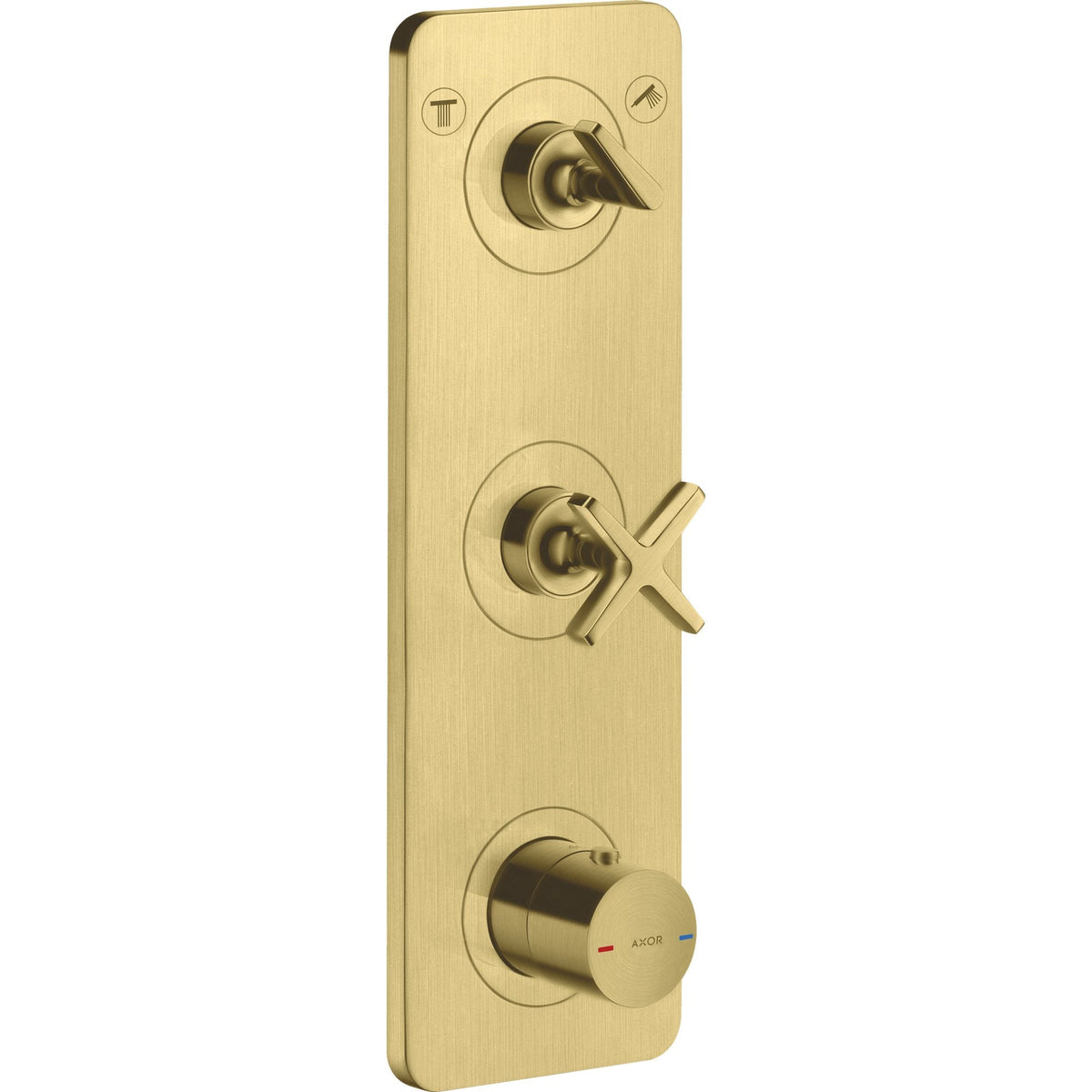 AXOR-Citterio-E-Thermostatic-module-380-120-for-concealed-installation-for-2-functions-with-plate-Brushed-Brass-36703950