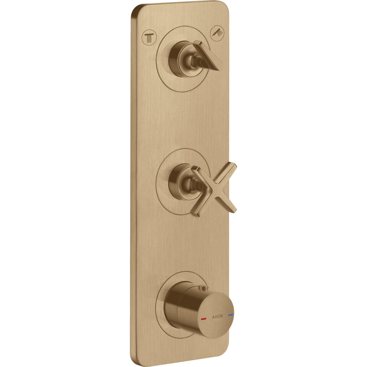 AXOR-Citterio-E-Thermostatic-module-380-120-for-concealed-installation-for-2-functions-with-plate-Brushed-Bronze-36703140