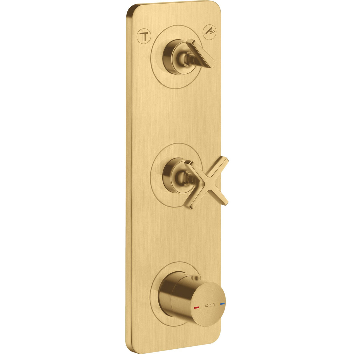 AXOR-Citterio-E-Thermostatic-module-380-120-for-concealed-installation-for-2-functions-with-plate-Brushed-Gold-Optic-36703250
