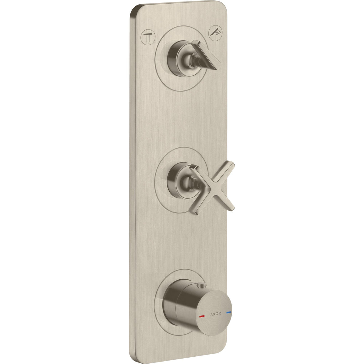 AXOR-Citterio-E-Thermostatic-module-380-120-for-concealed-installation-for-2-functions-with-plate-Brushed-Nickel-36703820