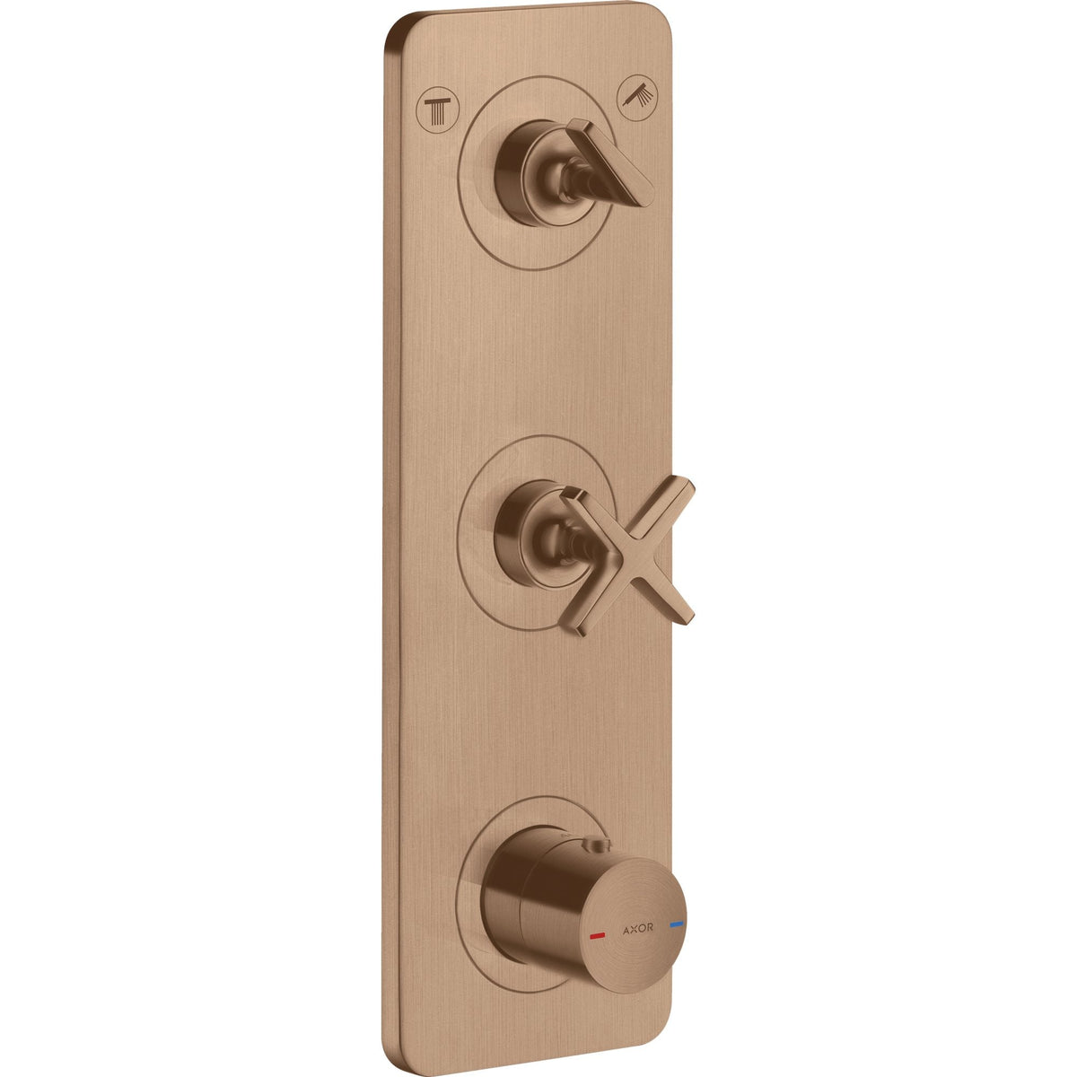 AXOR-Citterio-E-Thermostatic-module-380-120-for-concealed-installation-for-2-functions-with-plate-Brushed-Red-Gold-36703310