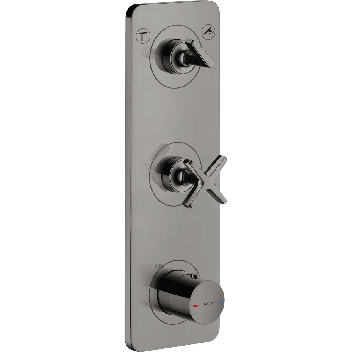 AXOR-Citterio-E-Thermostatic-module-380-120-for-concealed-installation-for-2-functions-with-plate-Polished-Black-Chrome-36703330