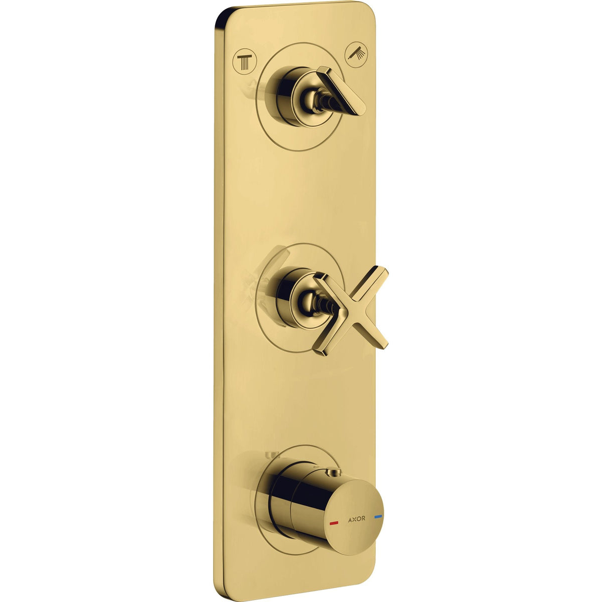 AXOR-Citterio-E-Thermostatic-module-380-120-for-concealed-installation-for-2-functions-with-plate-Polished-Gold-Optic-36703990