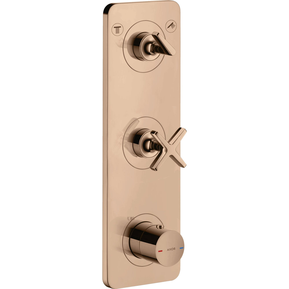 AXOR-Citterio-E-Thermostatic-module-380-120-for-concealed-installation-for-2-functions-with-plate-Polished-Red-Gold-36703300