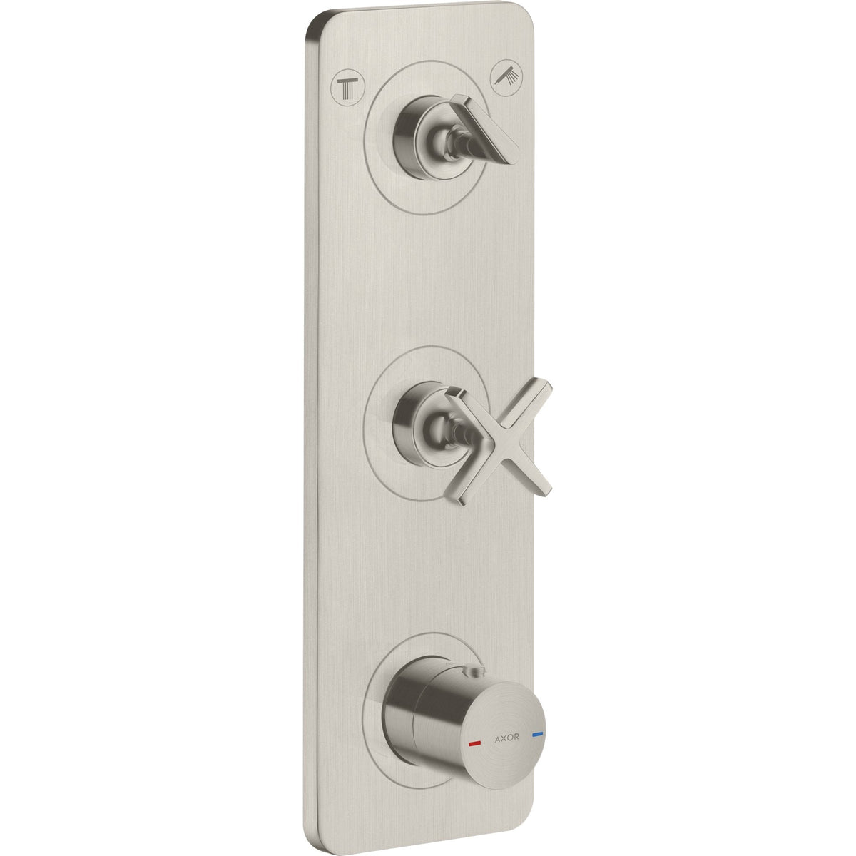 AXOR-Citterio-E-Thermostatic-module-380-120-for-concealed-installation-for-2-functions-with-plate-Stainless-Steel-Optic-36703800