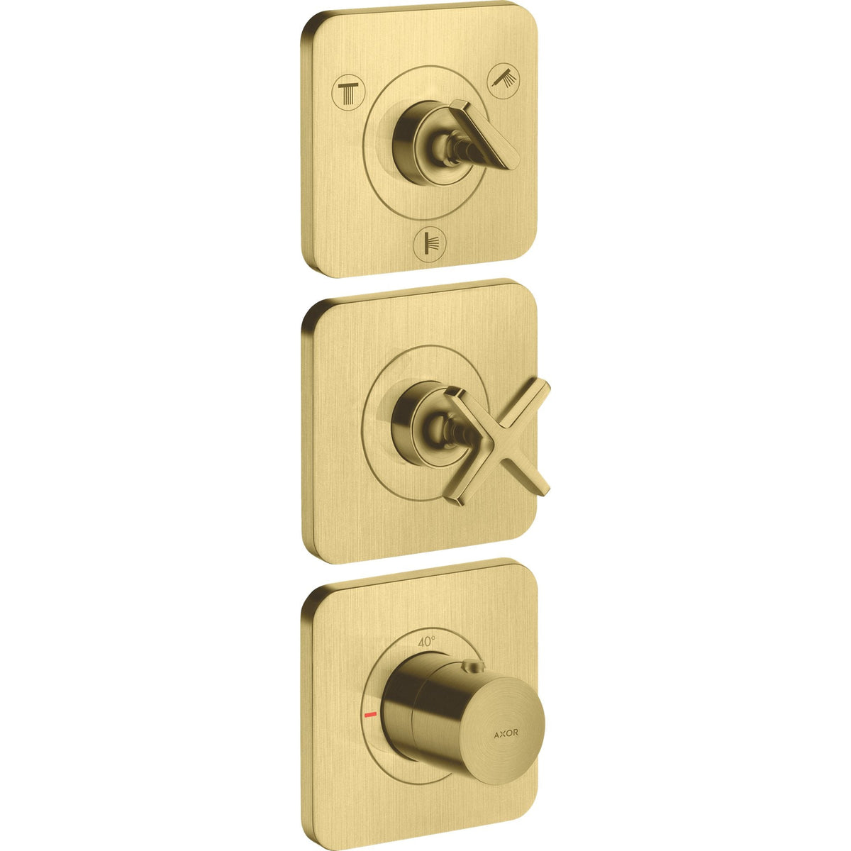 AXOR-Citterio-E-Thermostatic-module-380-120-for-concealed-installation-for-3-functions-with-escutcheons-Brushed-Brass-36704950