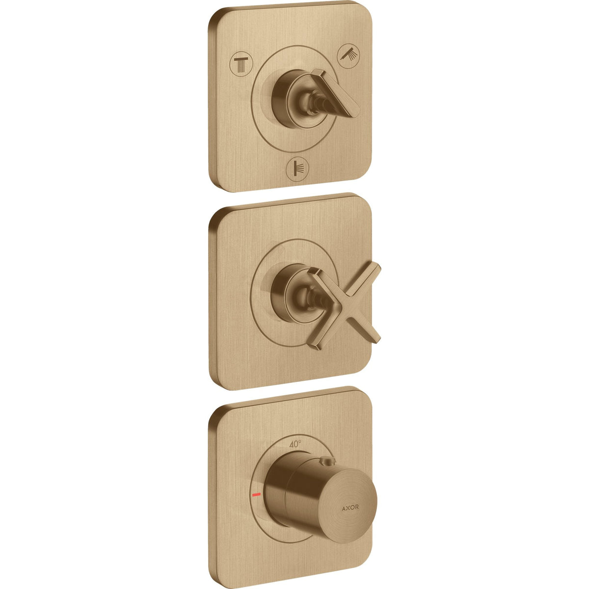 AXOR-Citterio-E-Thermostatic-module-380-120-for-concealed-installation-for-3-functions-with-escutcheons-Brushed-Bronze-36704140