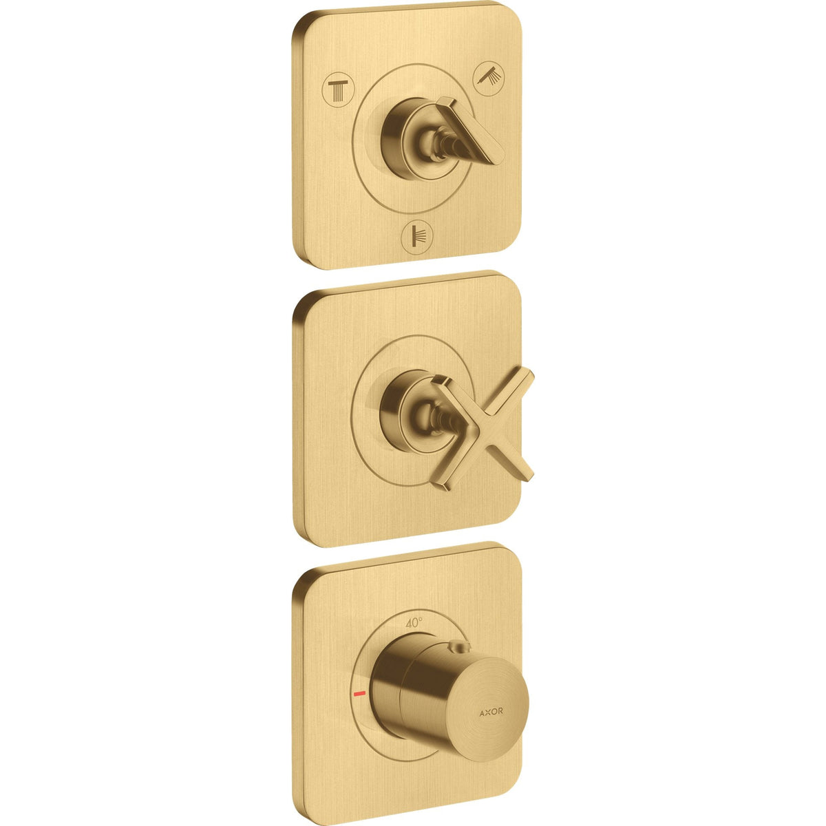 AXOR-Citterio-E-Thermostatic-module-380-120-for-concealed-installation-for-3-functions-with-escutcheons-Brushed-Gold-Optic-36704250