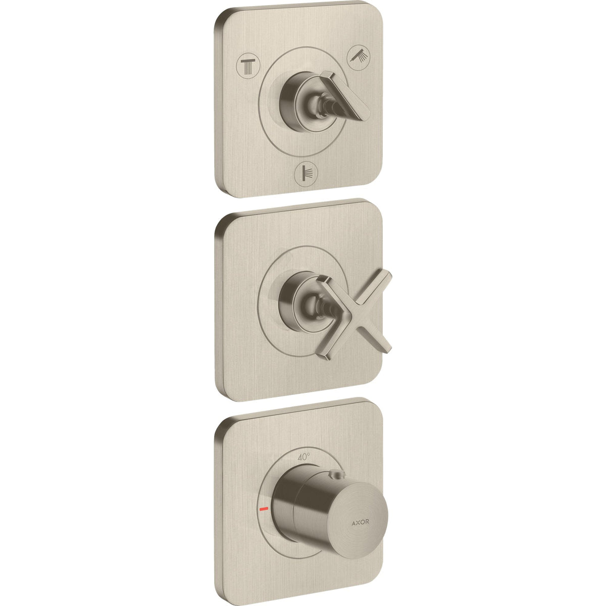 AXOR-Citterio-E-Thermostatic-module-380-120-for-concealed-installation-for-3-functions-with-escutcheons-Brushed-Nickel-36704820