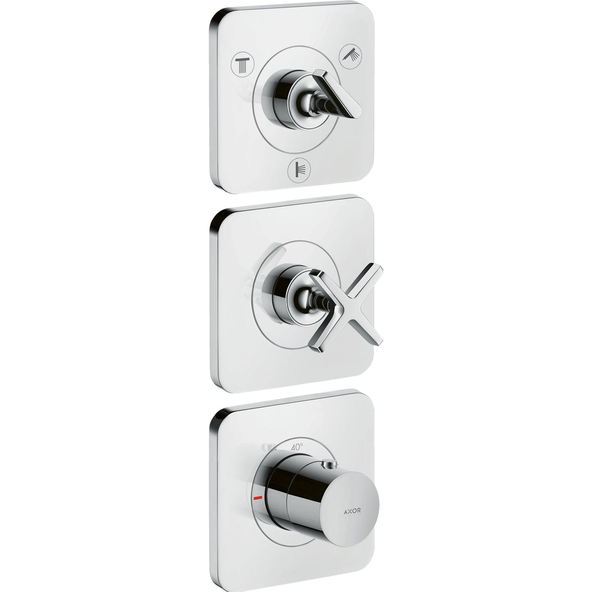 AXOR-Citterio-E-Thermostatic-module-380-120-for-concealed-installation-for-3-functions-with-escutcheons-Chrome-36704000