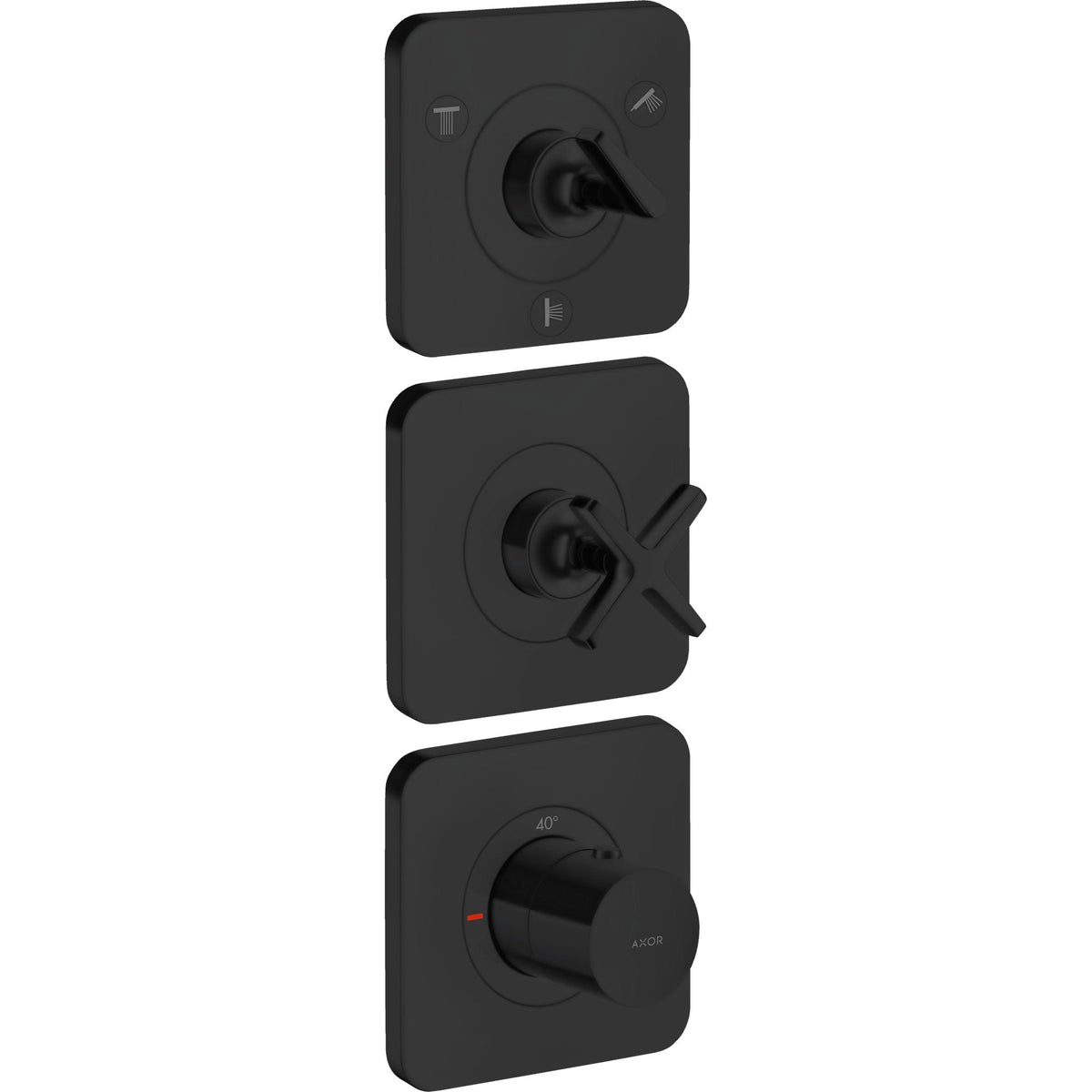 AXOR-Citterio-E-Thermostatic-module-380-120-for-concealed-installation-for-3-functions-with-escutcheons-Matt-Black-36704670
