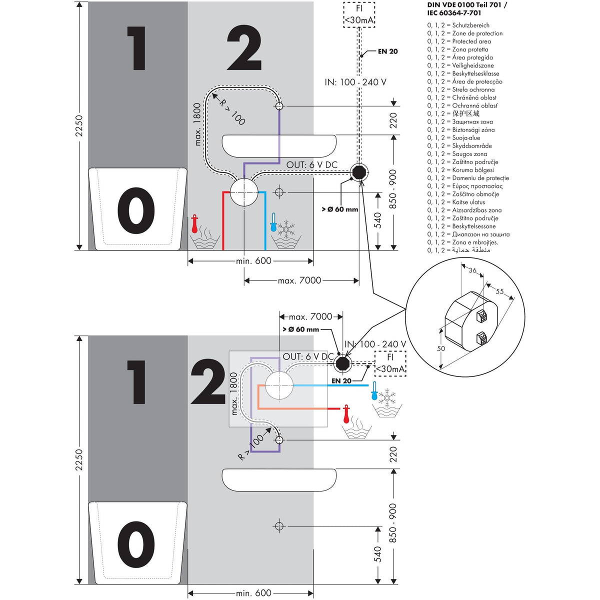 AXOR-Citterio-Electronic-basin-mixer-for-concealed-installation-wall-mounted-with-spout-161-mm-39117-technical-04