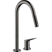 AXOR-Citterio-M-2-hole-single-lever-kitchen-mixer-220-with-pull-out-spray-EcoSmart-Polished-Black-Chrome-34824330