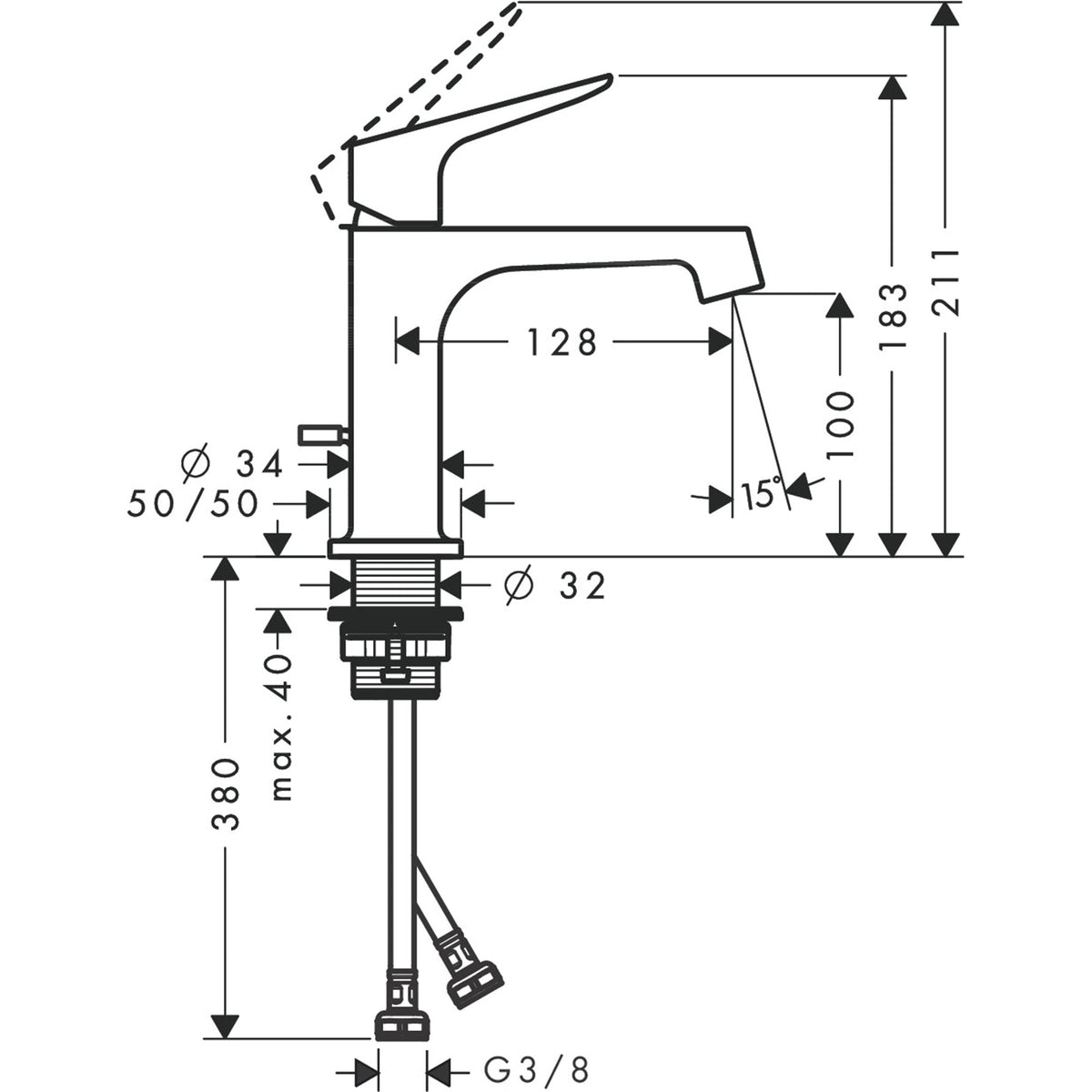 AXOR-Citterio-M-Single-lever-basin-mixer-100-with-pop-up-waste-set-34013-technical-01
