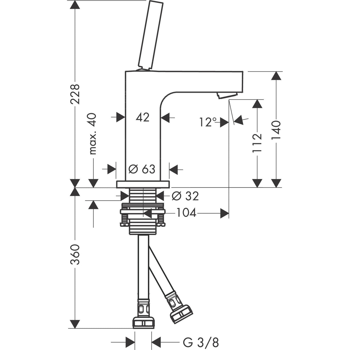 AXOR-Citterio-Single-lever-basin-mixer-110-with-pin-handle-and-waste-set-39018-technical-02